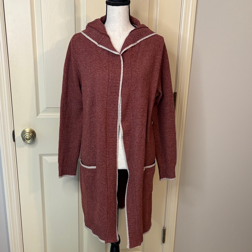 Anthropologie OVLA Long Cardigan Hooded Tweed Cozy Sweater sz Small